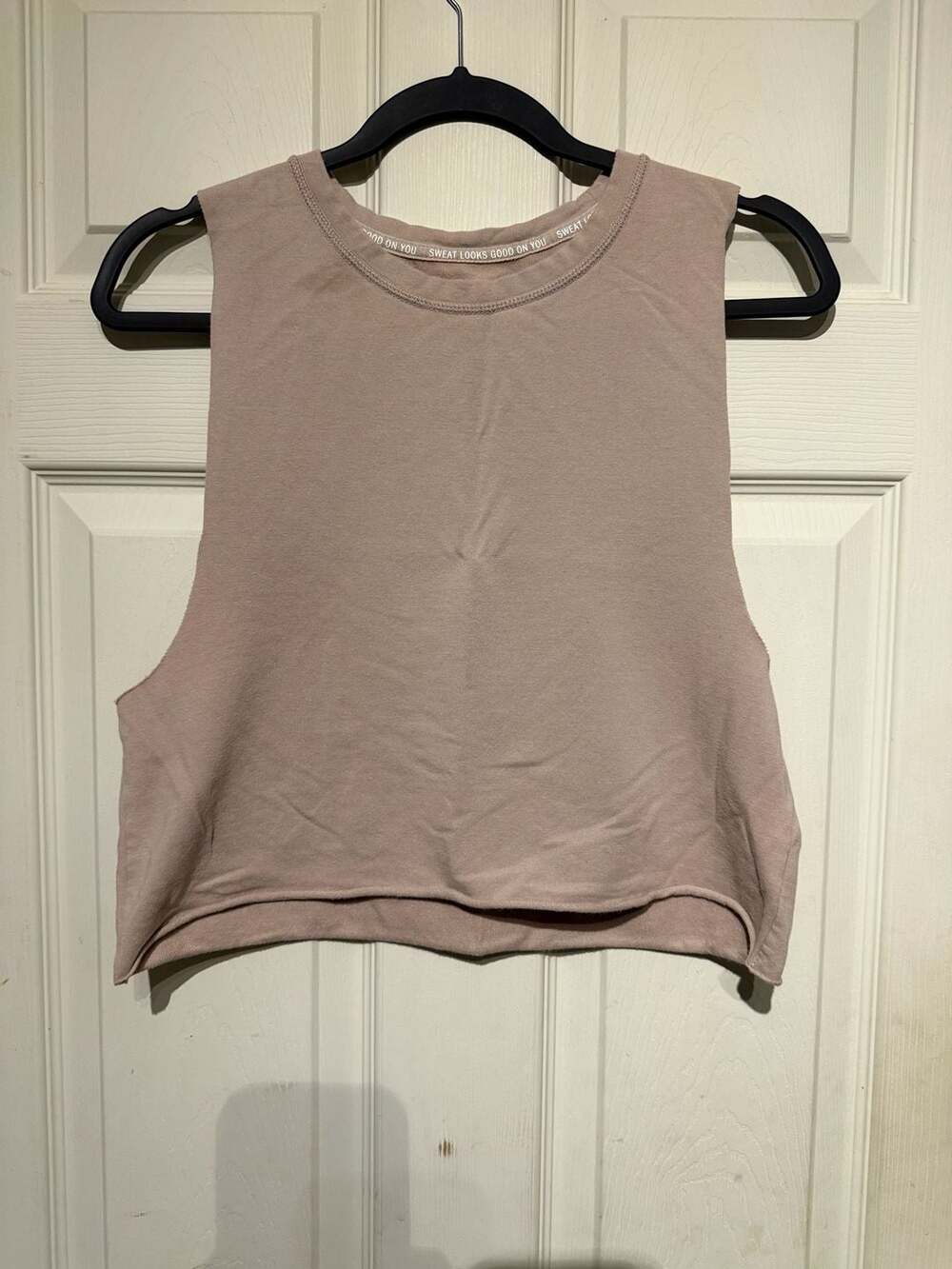 Offline By Aerie Crop Tank Top Size S Mauve Pink Raw Edge Sleeveless